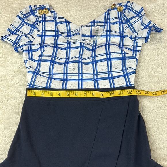 Eliyah ruffle hem checked bust sheath dress, size XS - Picture 6 of 8